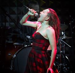 Tanya Tagaq singing on stage