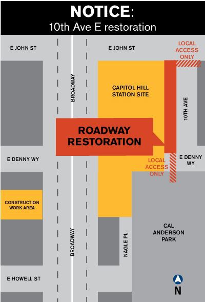 map of roadway restoration at 10th Ave E map of roadway restoration at 10th Ave E
