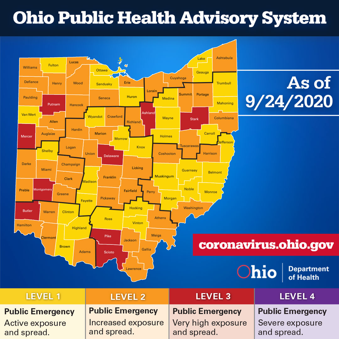 Ohio Public Health Advisory System Map Instagram 09242020