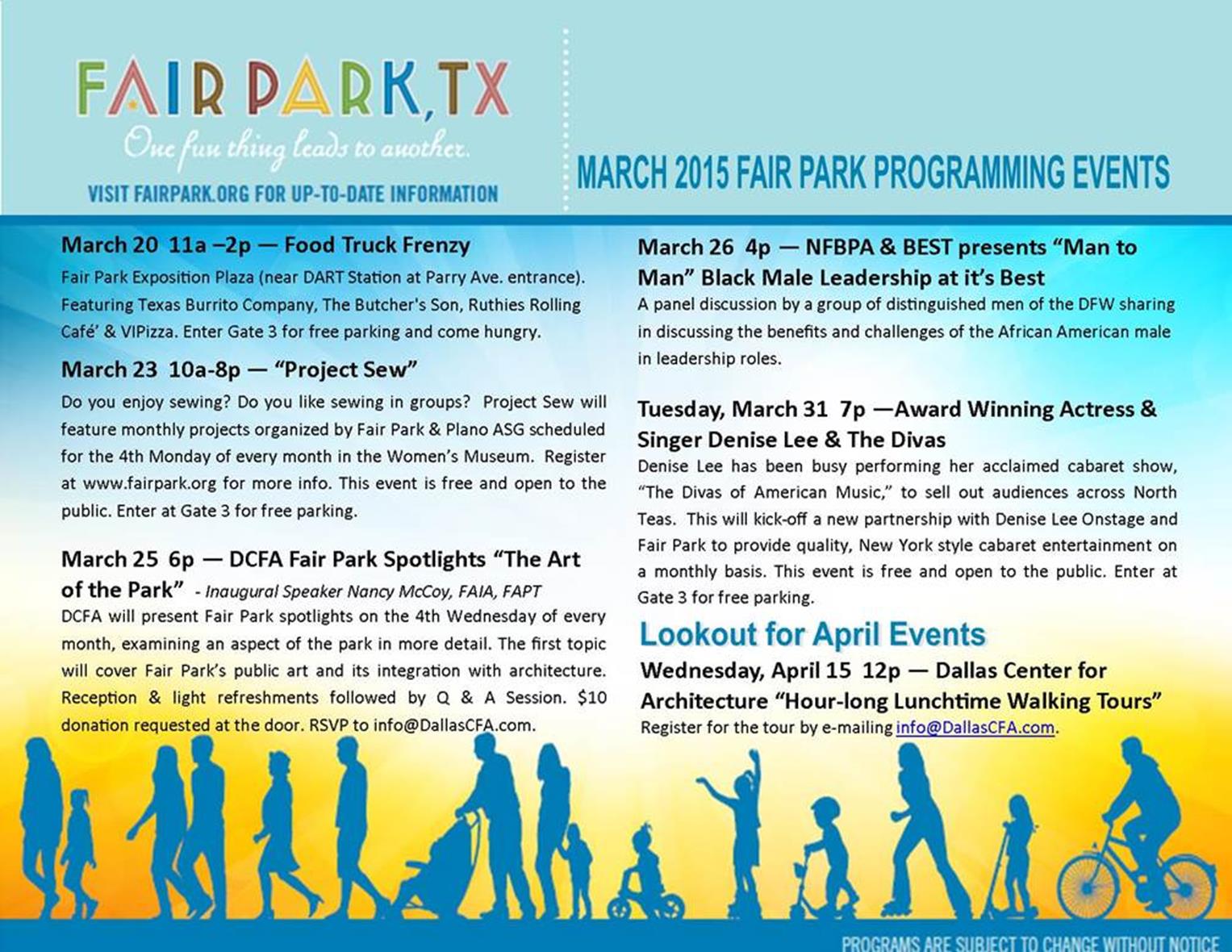 Fair Park Events March 2015!