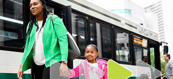 Woman walking with her daughter