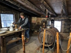 inside of the cabins that are part of the Homestead Museum