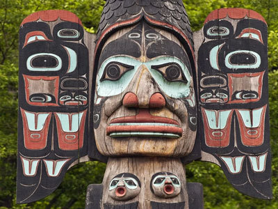 Detail of the Chief Johnson totem pole