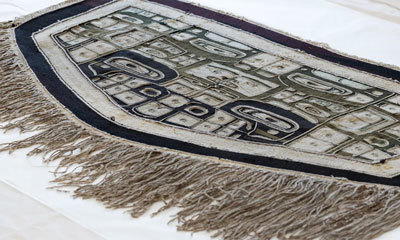 the Chilkat robe currently on display at the Alaska Native Heritage Center