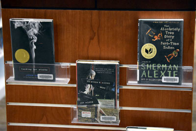 banned or challenged books on display at Soldotna Public Library