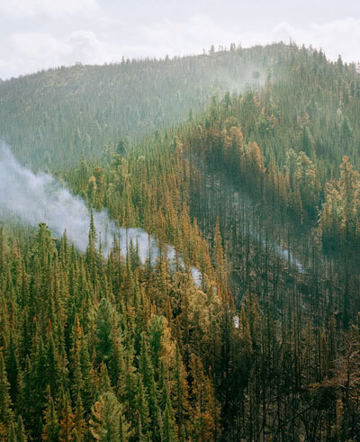 smoke from a forest fire in Buryatia, Russia