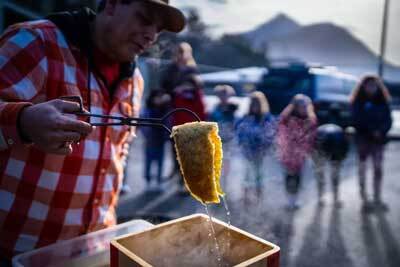 boiling herring eggs on kelp in bentwood box