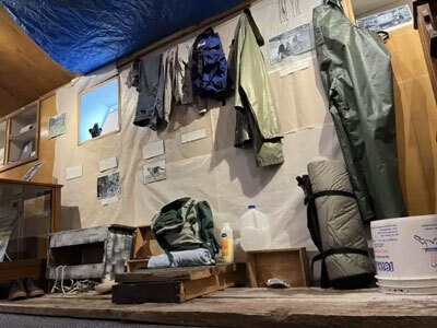 A portion of the Tent City exhibit at the Clausen Memorial Museum