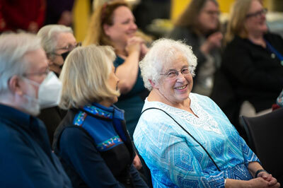 Nancy Lesh at a reception for UAA/APU Consortium Library's 50th anniversary.