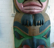 close-up of totem pole