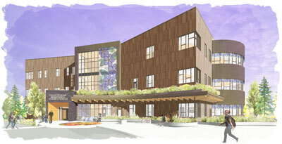 An artist's rendering shows the exterior of the planned Troth Yeddha' Indigenous Studies Center.