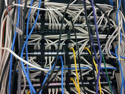 panel of cables and ports