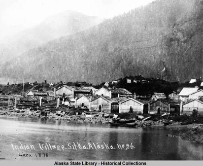 Sitka Indian Village pictured circa 1878.