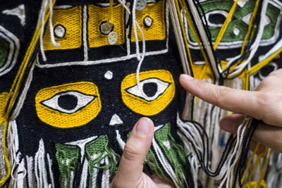 A detail of Lily Hope’s first full size Chilkat Robe