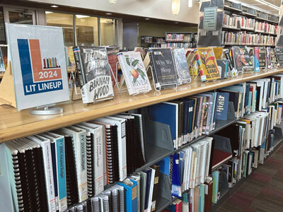 The Lit Lineup Bookshelf at the Homer Public Library