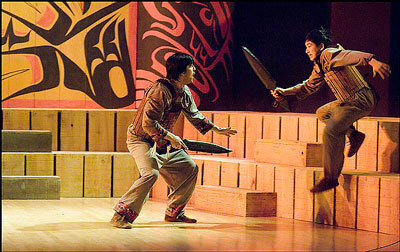 Jake Waid as Macbeth and Richard Atoruk as Soldier in Perseverance Theatre’s “Macbeth.”