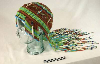 Beaded headdress by Emily Jean Capjohn planned for display in the museum’s new exhibits.