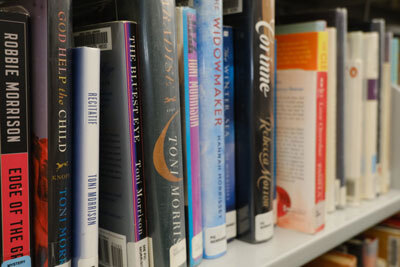  A copy of “The Bluest Eye,” by Toni Morrison, sits on a shelf in the Juneau Public Library downtown on August 7, 2024.