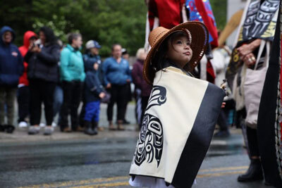 Shiloh Sanidad dances during a processional and grand entrance for Celebration in Juneau on Wednesday, June 5, 2024. 