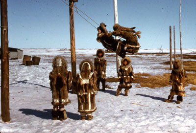 Parka-clad children playing in Kwigillingok in the 1940s