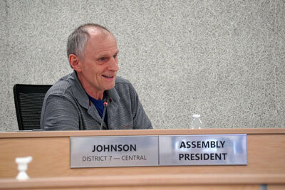 Assembly President Brent Johnson speaks during a meeting of the Kenai Peninsula Borough Assembly