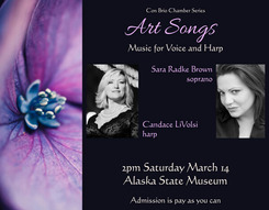 Art Songs poster with head shots of Candace LiVolsi and Sara Radke Brown 