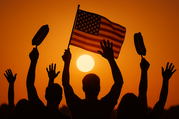 American flag and hot dogs