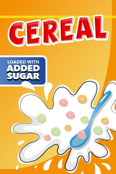 Added sugar cereal box 
