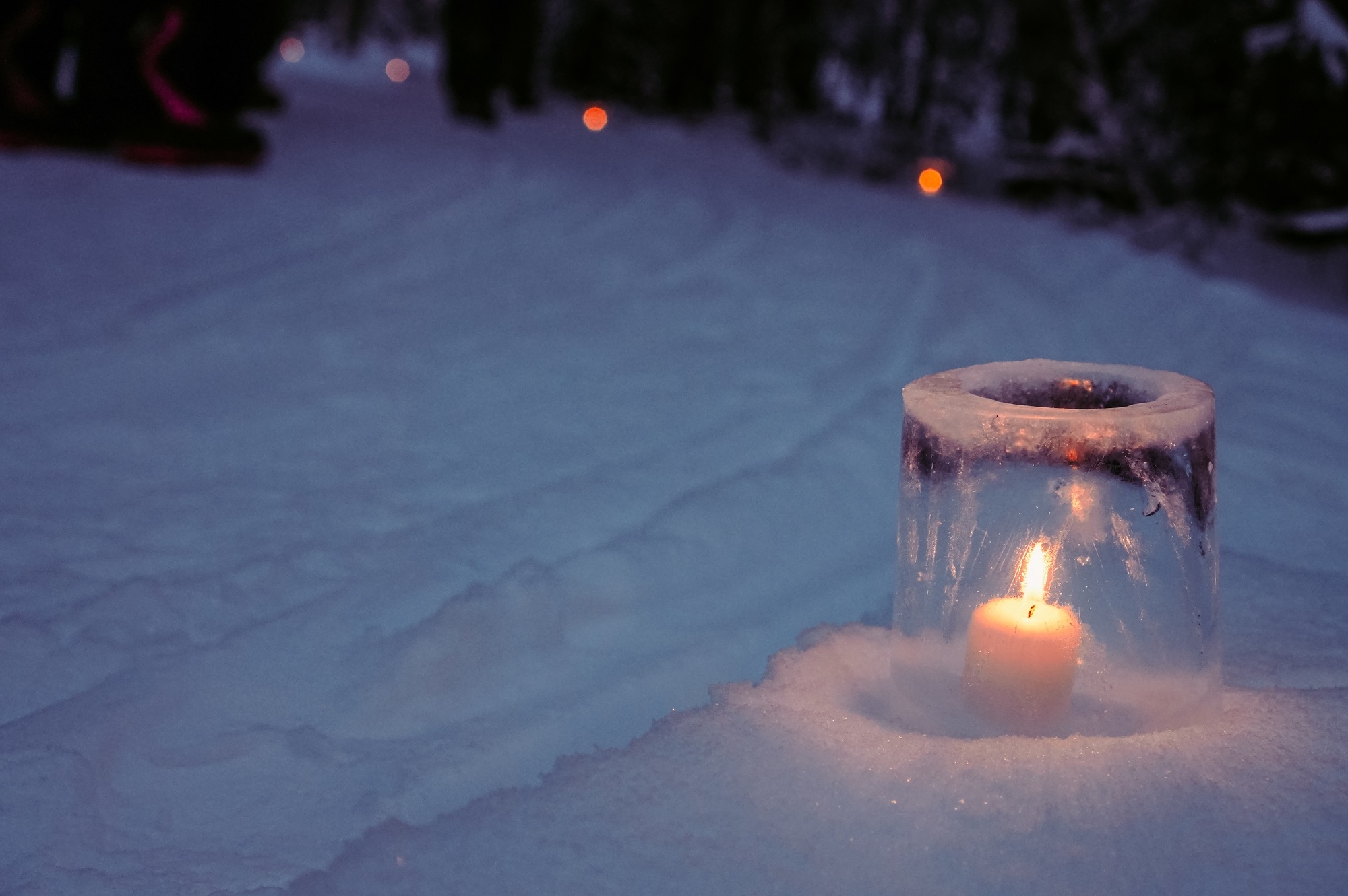 Ice luminary on Denali National Park trail