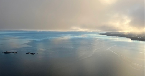 An aerial view of Port Frederick and the community of Hoonah