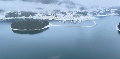 Flying into Hoonah on a snowy day