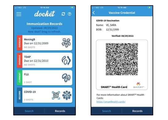 Docket app screenshots