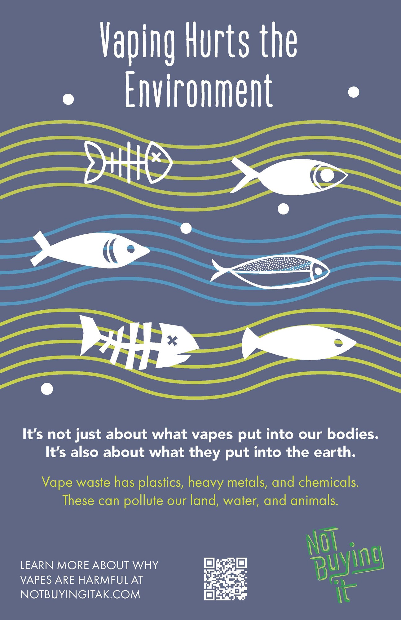 Vaping hurts the environment poster for students in grades 6-8.