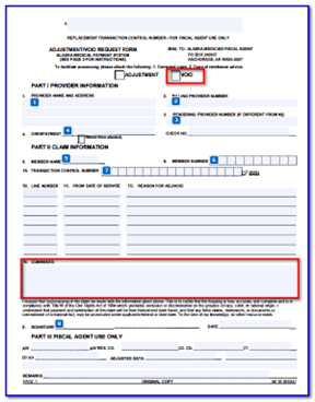 AK05 Void Request example form for Claims Processed by Optum with form fields numbered 