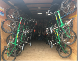 Anchorage School District’s Additional Resource Kits (ARK) system — one of five trailers that each carry 30 bikes and helmets