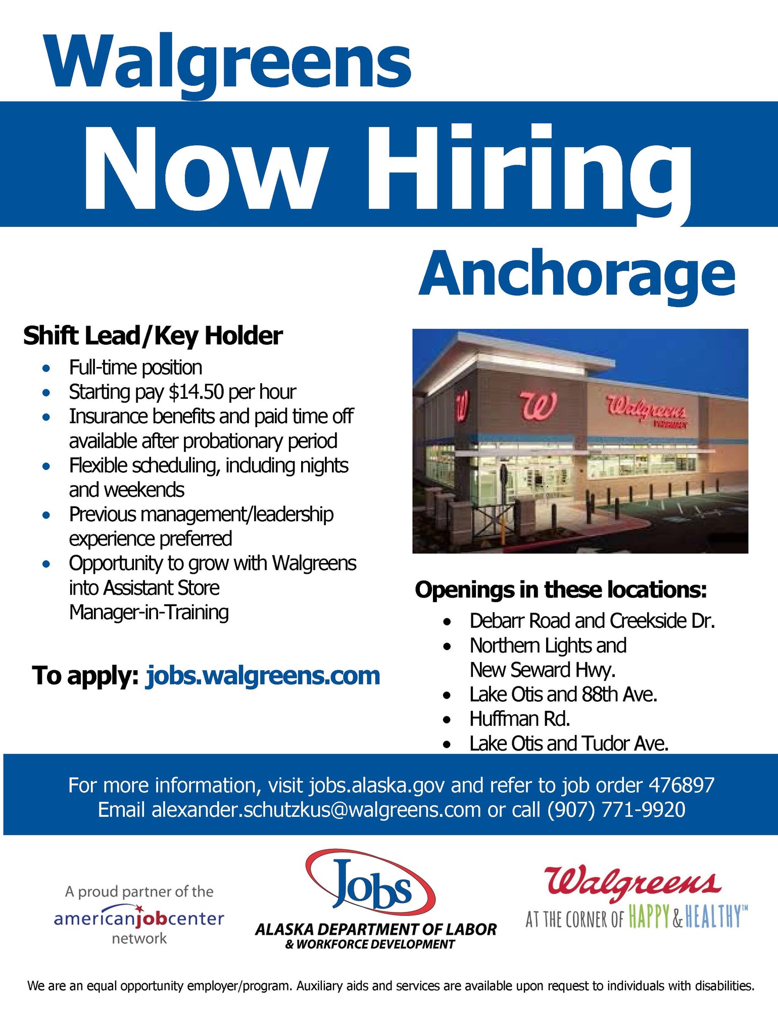 Walgreens Now Hiring Shift Leader/Keyholder at different Anchorage