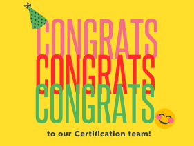 Congrats to Certification Team
