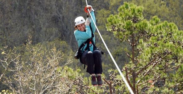 Lady on LGSP zip line 
