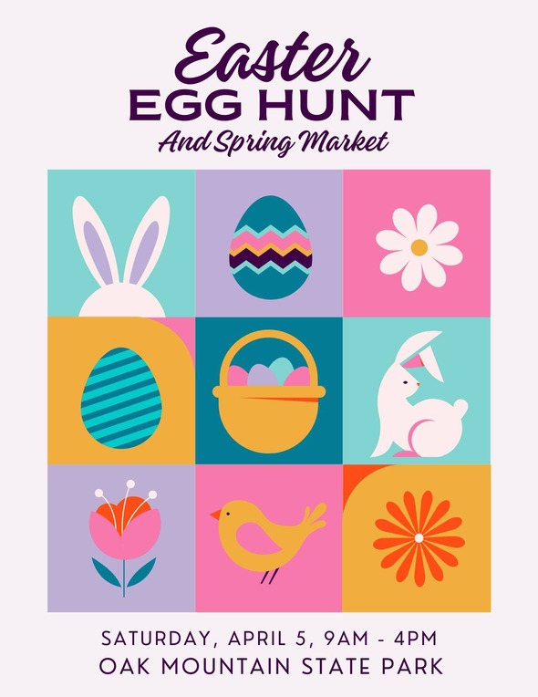 Easter Egg Hunt & Spring Market Saturday, April 5 from 9am to 4 pm