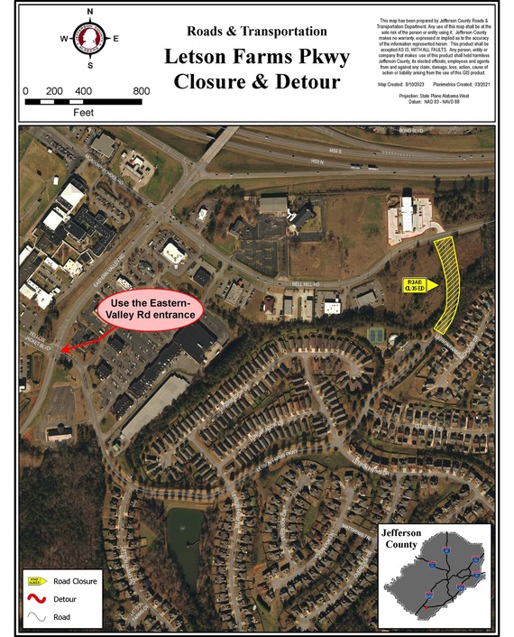 Letson Farms Road back entrance closure