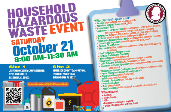 Hazardous Waste Day on Oct. 21 at Camp Bessemer or Camp Ketona