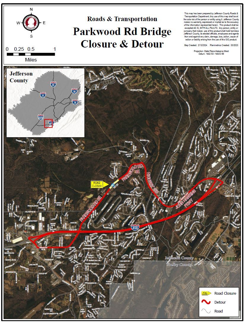 Parkwood Road Detour Map