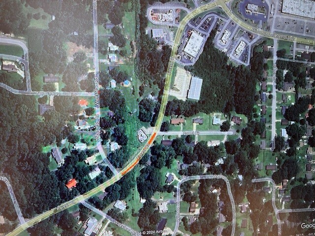 Map or where road work will take place on Forest Rd in Hueytown