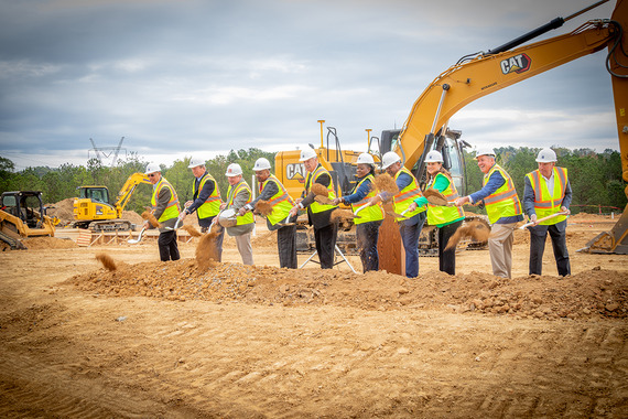 animal control groundbreaking - shoveling dirt