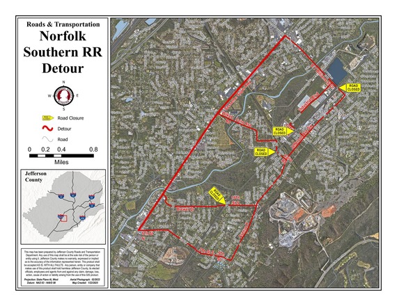 Railroad crossing work suggested detour map