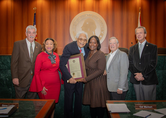Dr. Jesse Lewis being recognized for turning 100