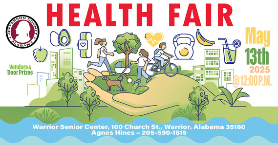 image promoting upcoming Health Fair in Warrior 