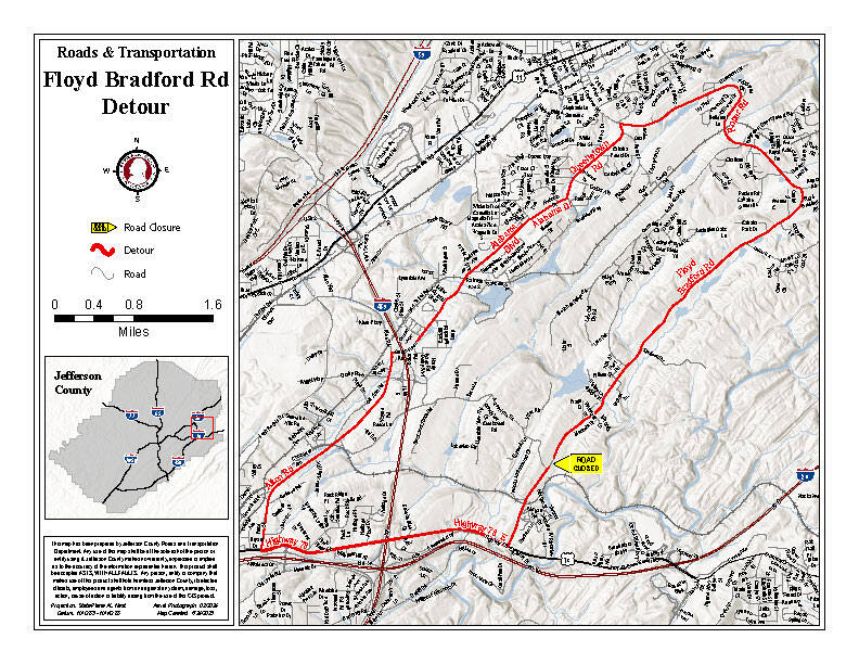 detour map for road work