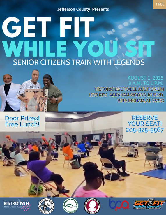 flyer with details on get fit while you sit event on Aug. 1