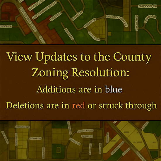 graphic for zoning resolution words are in blue for changes and red for deletions